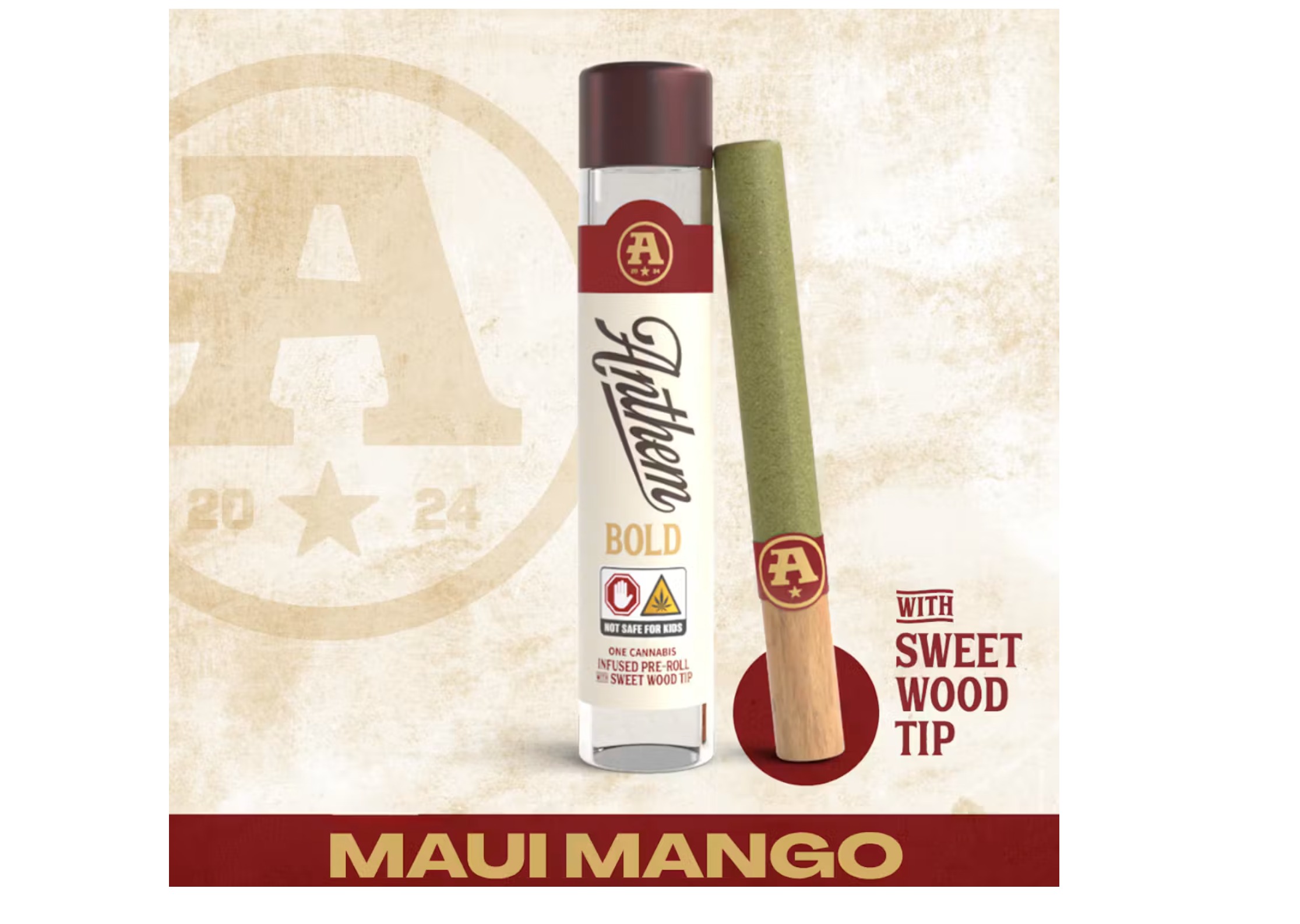 Anthem Bold Maui Mango 1g Infused Sweet Wood Tip Pre-roll
