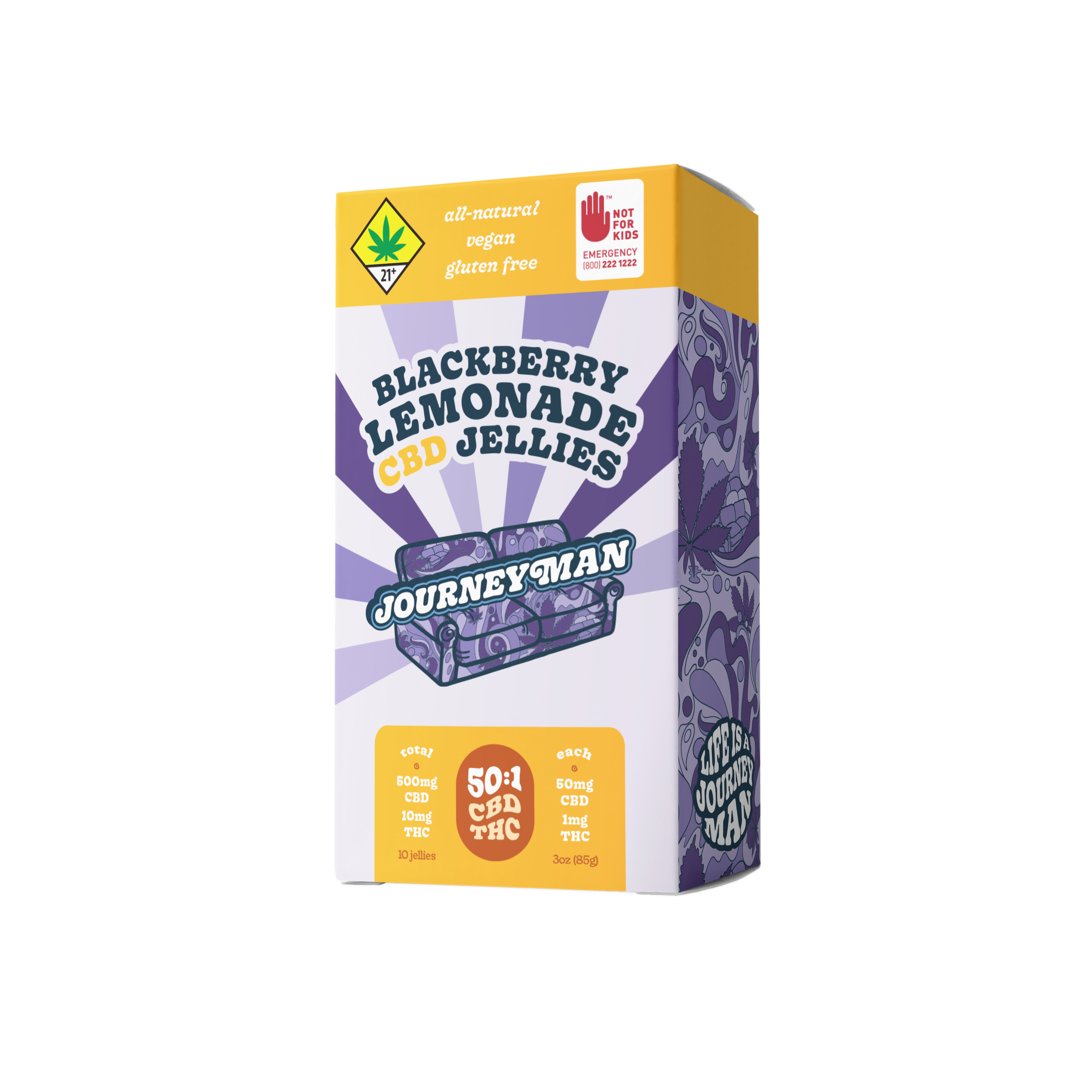 JOURNEYMAN - 50:1 Blackberry Lemonade CBD Jellies (500mg CBD/10mg THC)