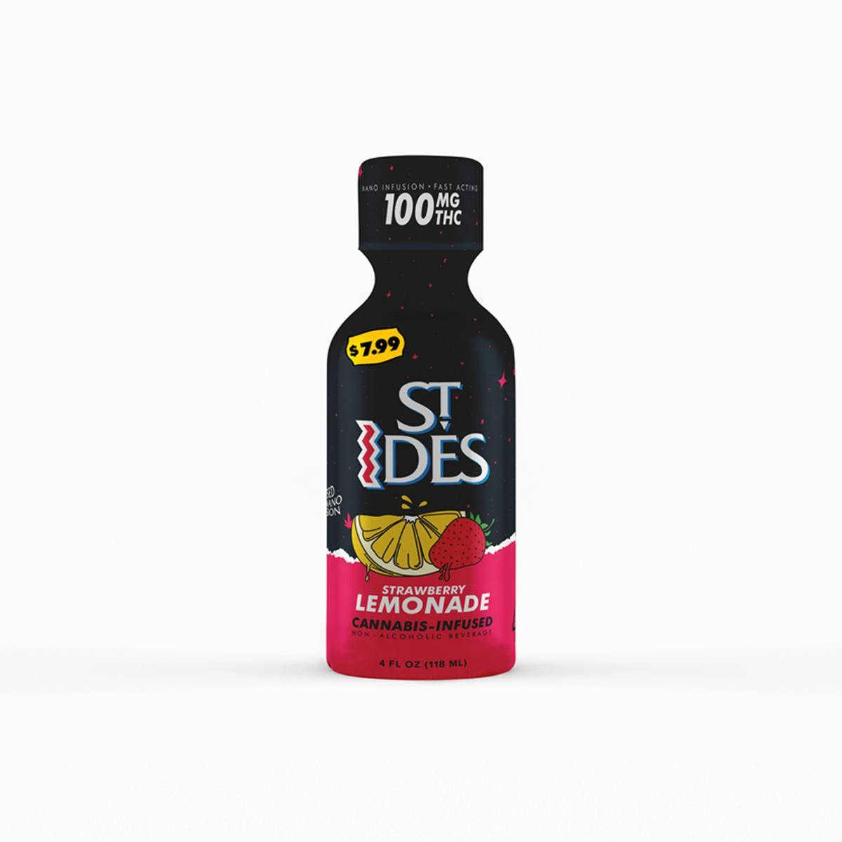 ST IDES - EDIBLE (BEVERAGE) 100MG THC - 4OZ SHOT - STRAWBERRY LEMONADE