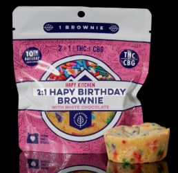 HK - 100mg Single Brownie | 2:1 THC CBG Hapy Birthday Brownie w/ White Chocolate