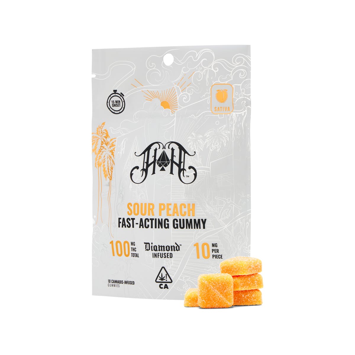 Heavy Hitters | Sour Peach Diamond Infused Gummies | 100mg