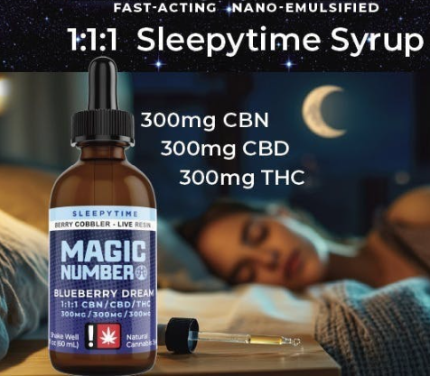 Live Resin Infused Syrup | 1:1:1 Blueberry Dream THC:CBD:CBN | 300mg:300mg:300mg