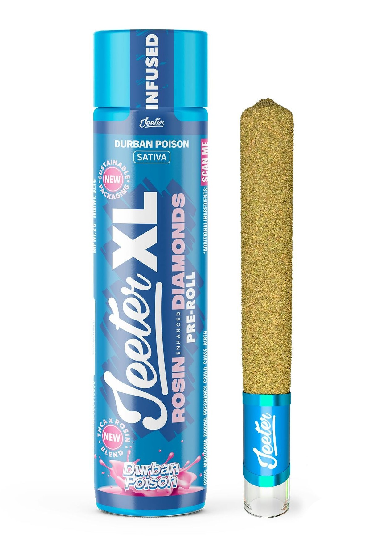 Jeeter - 2g XL Rosin Diamonds Infused Preroll - Durban Poison
