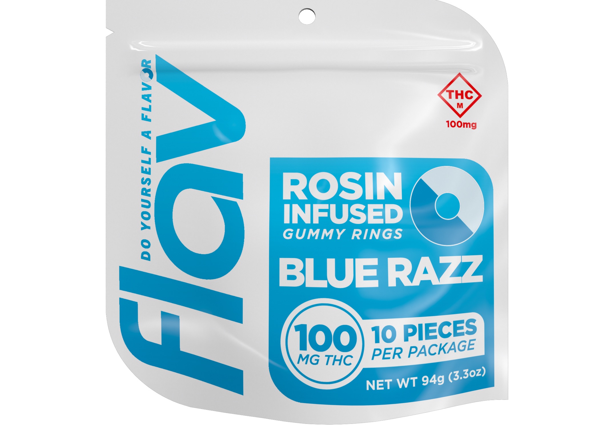 ROSIN GUMMY RINGS BLUE RAZZ (H) [10PK] 100MG