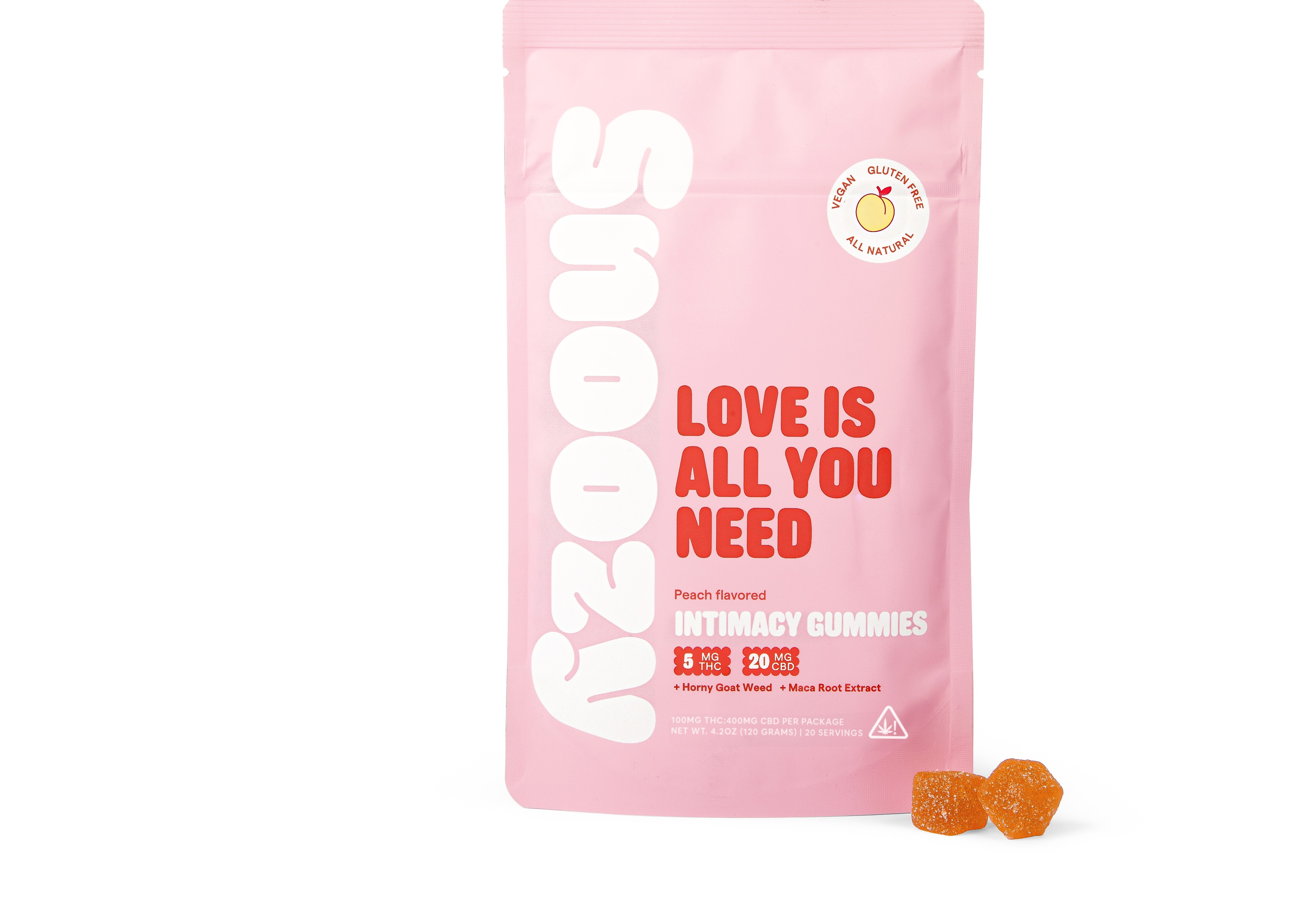 Snoozy - Love is All You Need 1:4 THC:CBD Peach Intimacy Gummies 20pk - 100mg