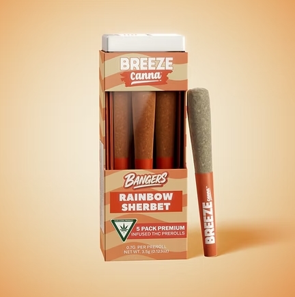 Breeze Bangers Pre Roll - Rainbow Sherbet (5pk)