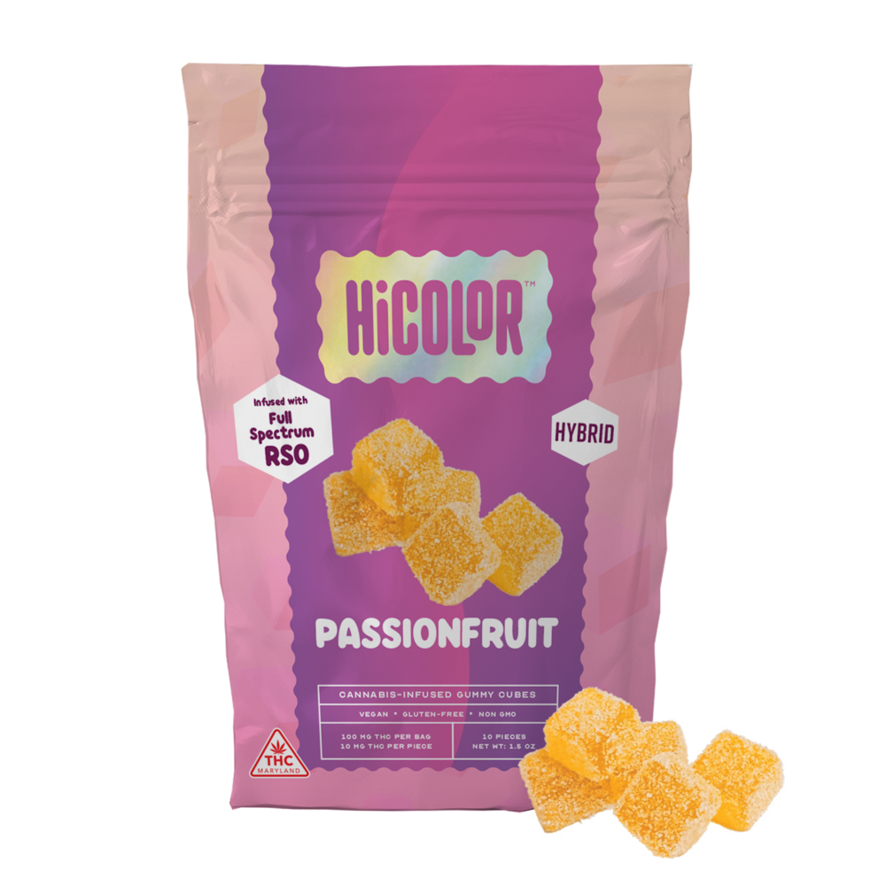 Ⓥ HICOLOR RSO Gummies 100mg: Passionfruit 10pk