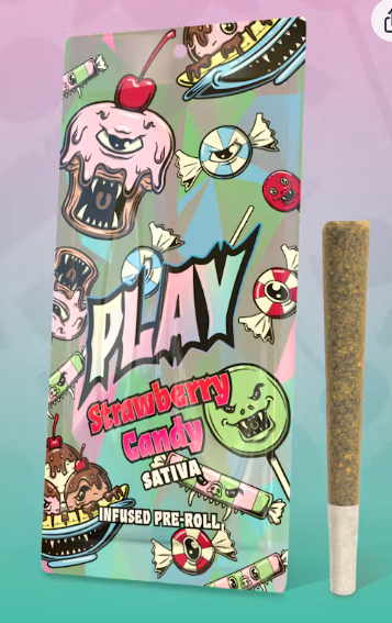 PLAY | Strawberry Candy | Infused Pre-roll | 1.2g | Sativa