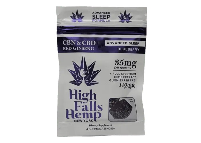 High Falls Hemp | Advance Sleep | Blueberry 4 pack Gummies 140mg CBN CBD