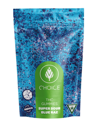 Choice - Super Sour Blue Razz - 200mg Gummies
