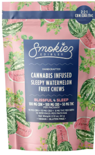 Smokiez Edibles 10pk/50mg- Sleepy Watermelon Trifecta 2:2:1 CBD:CBN:THC