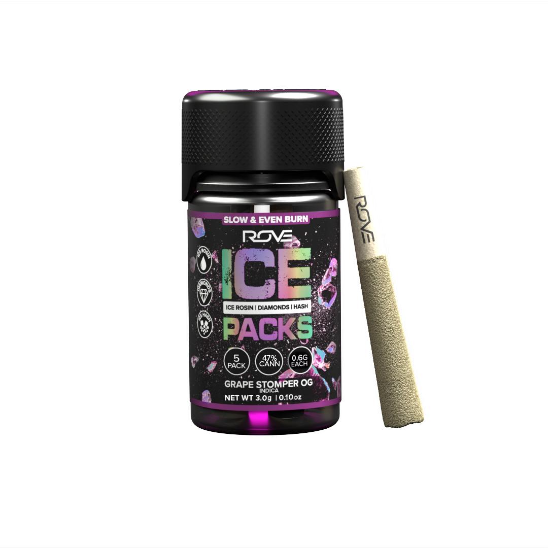 Grape Stomper | Rove Ice Pack | Triple Infused Pre-Rolls - 5 Pack)
