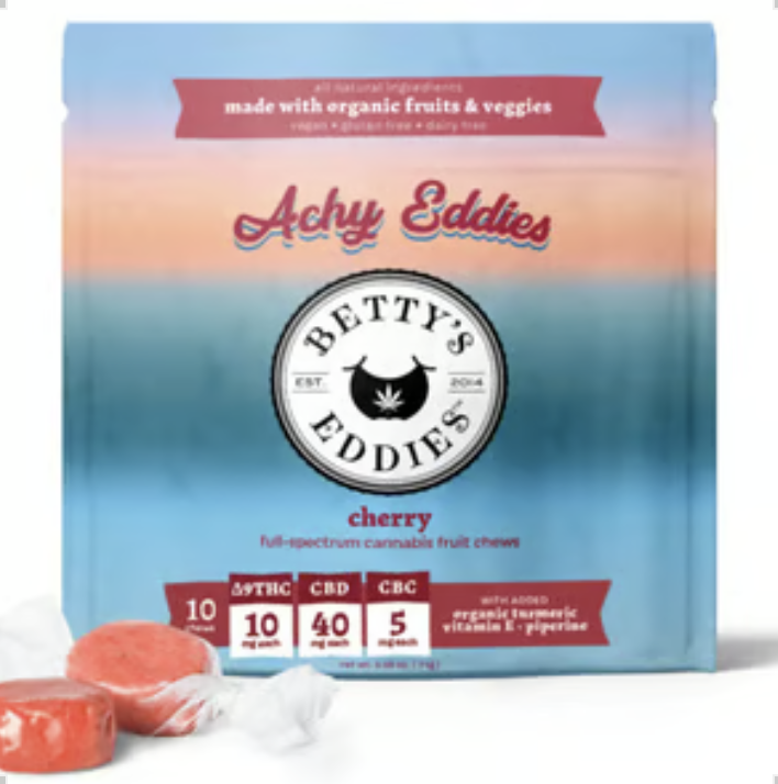 BETTY'S EDDIES ACHE AWAY EDDIES CHERRY FRUIT CHEW 10PK 100MG
