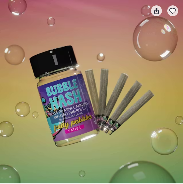 Amnesia - Fruity Pebbles - 0.7g x 5 Bubble Hash Infused Prerolls