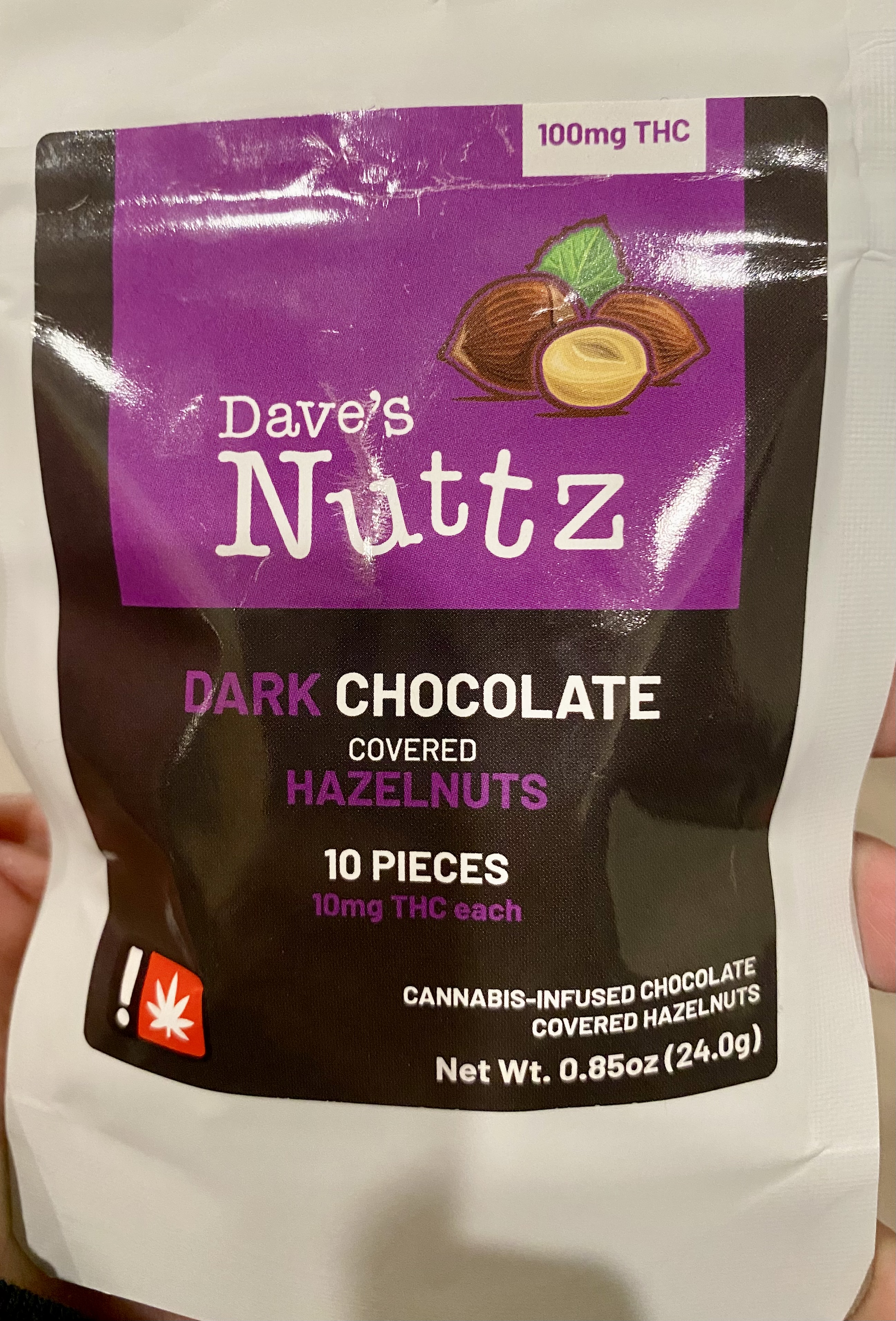 Dark Chocolate covered Hazelnuts | 100 mg