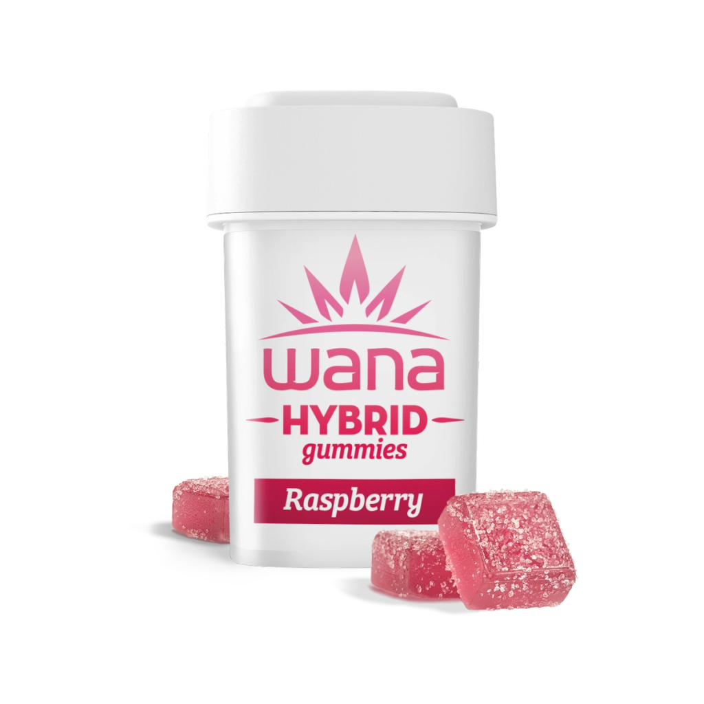 WANA Gummies 100mg: Sour Raspberry Hybrid 10pc