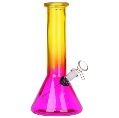 SeshGear Boxed Ombre Beaker Glass Water Pipe | 10" | 14mm F | Colors Vary