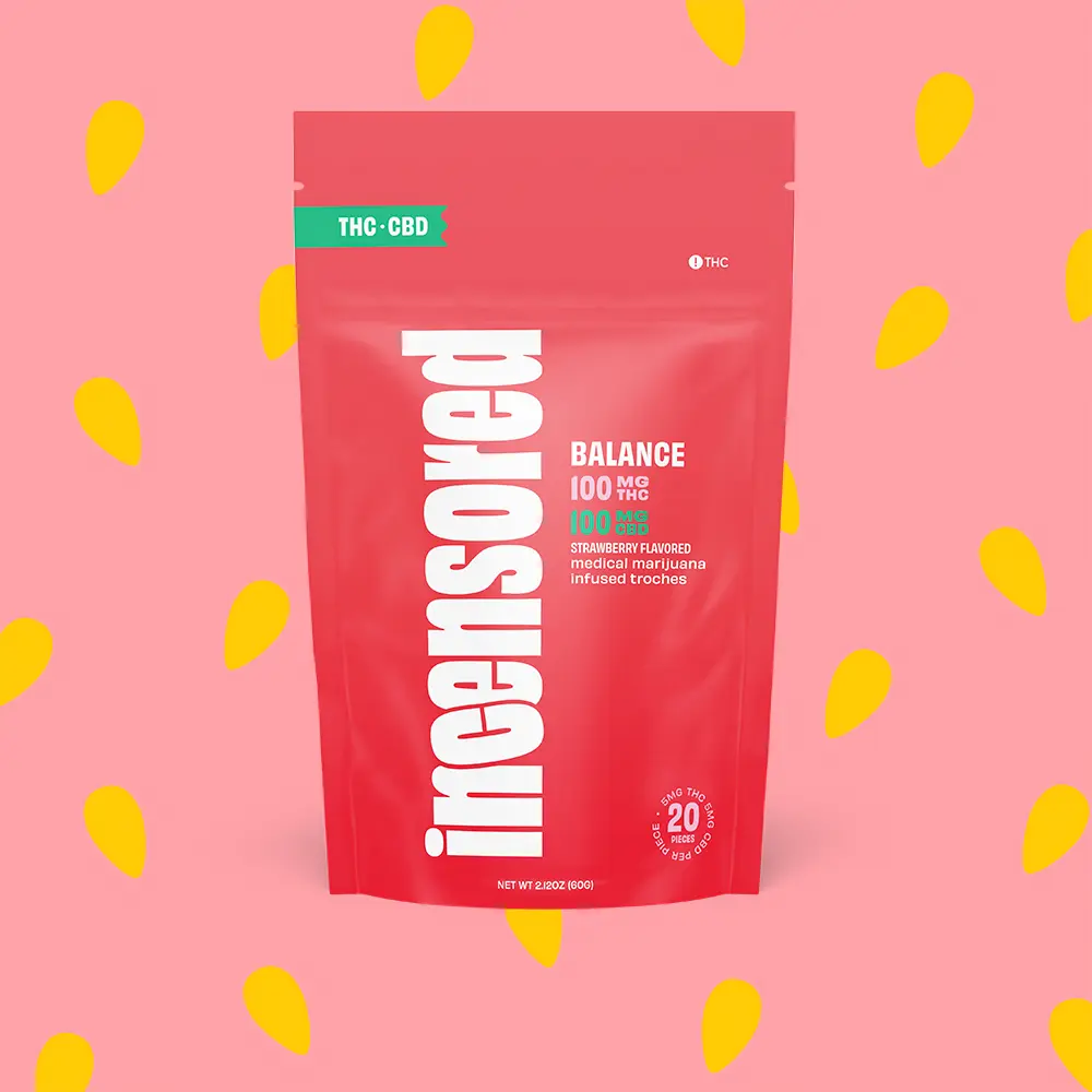 Strawberry | 200mg 1:1 CBD:THC Troches | 20pk