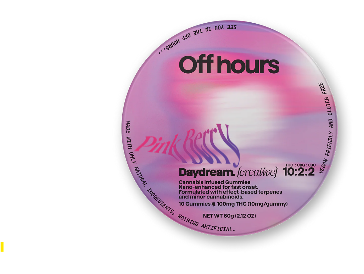 Off Hours | Daydream Pink Berry - 100mgTHC:20mgCBG:20mgCBC | 10pk