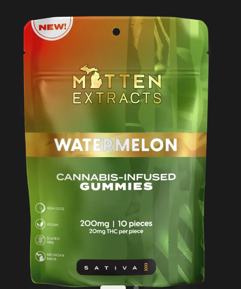 Mitten Extracts | Watermelon | Infused Gummies | 200mg | Sativa