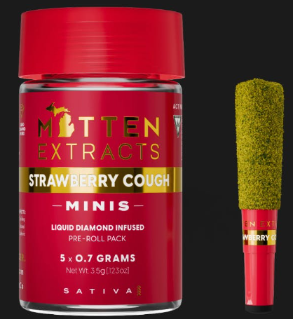 Mitten Extracts - Strawberry Cough - 5 x .7g Infused Prerolls