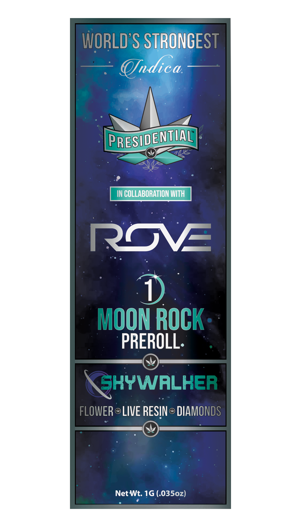 Presidential Skywalker (Indica) 1g Moon Rock Infused Pre-Roll