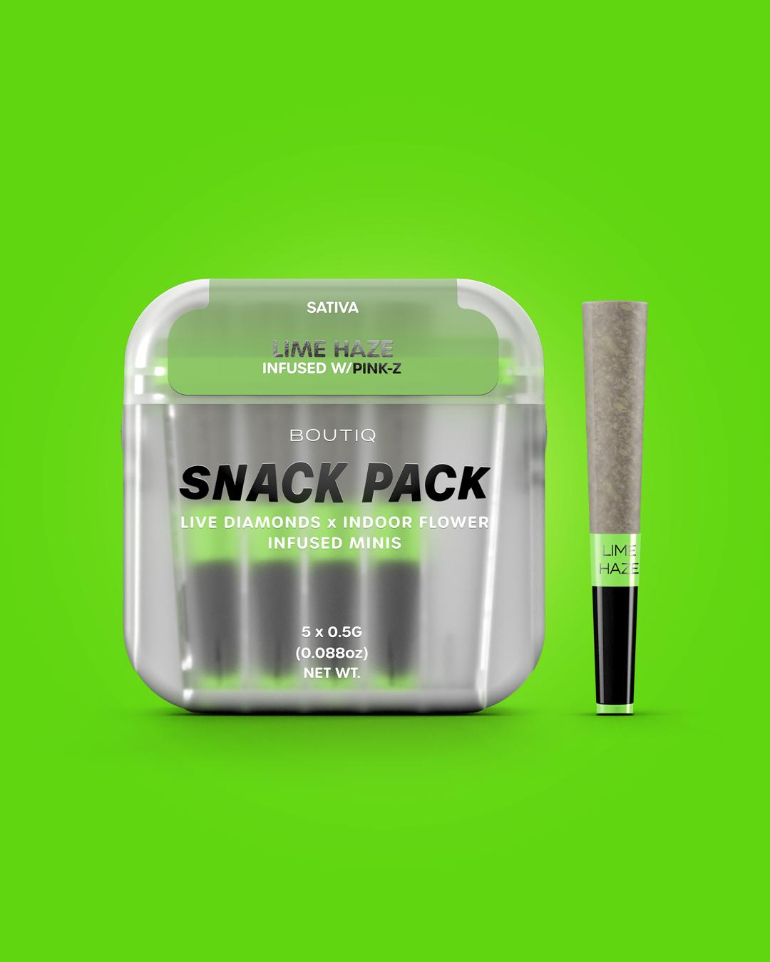BOUTIQ | Snack Pack | Lime Haze x Pink-Z | 5 x 0.5g Diamond Infused Prerolls