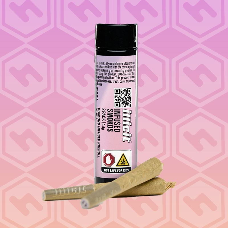 Illicit Gardens | Smokos | Indica | Diamond Infused Pre Roll 2 Pack | 1g