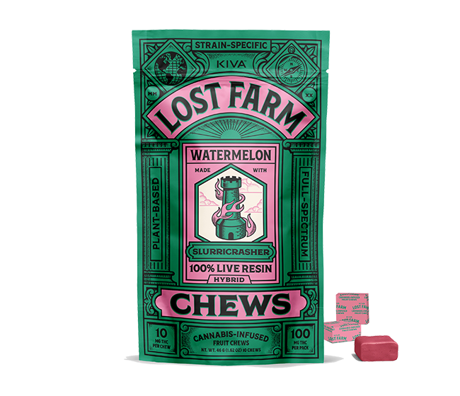 Lost Farm | Live Resin Fruit Chews | Watermelon - Slurricrasher | 10pk 100mg