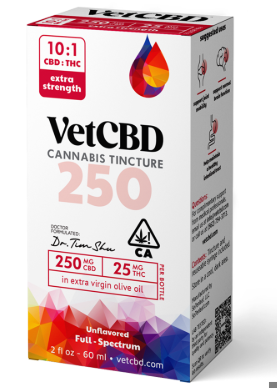 VETCBD Extra Strength 10:1 250mg CBD + 25mg THC Tincture 2oz