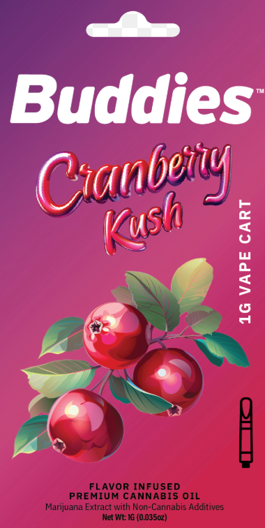 Cranberry Kush Flavored Distillate - Cartridge - Buddies