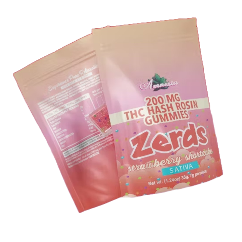 Amnesia Zerds | Strawberry Shortcake | 200mg Hash Rosin Gummies 1pk