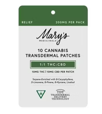 Transdermal Patch Relief 1:1 CBD:THC | 10mg:10mg | 10ct