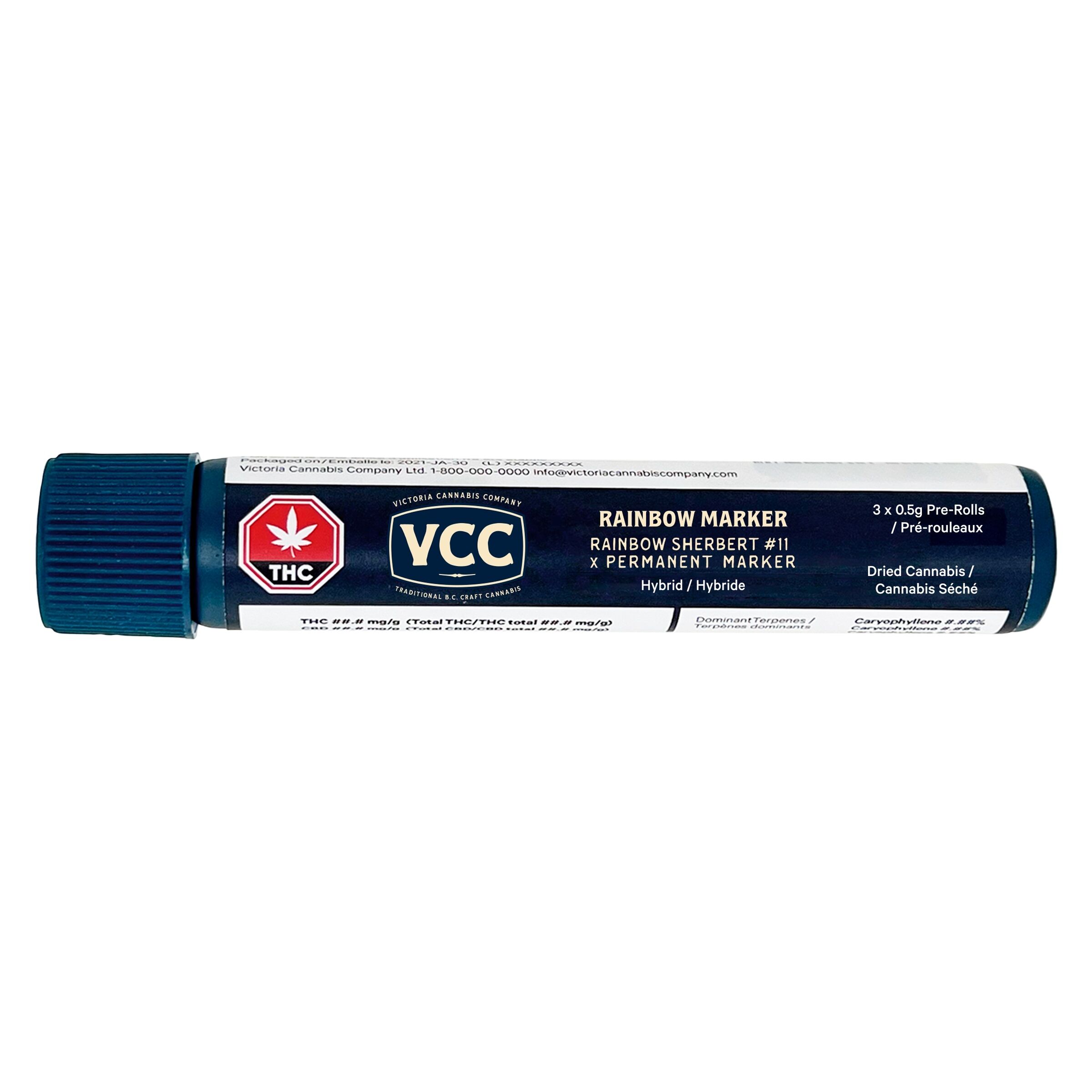 277 - Victoria Cannabis Company - Rainbow Marker Pre-Roll 3x0.5g