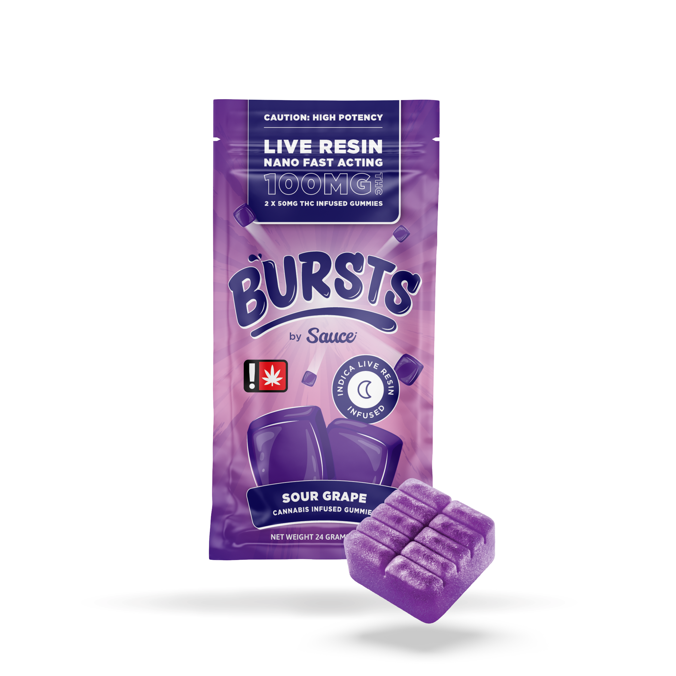 Sour Grape - Live Resin Infused Bursts  - 100MG