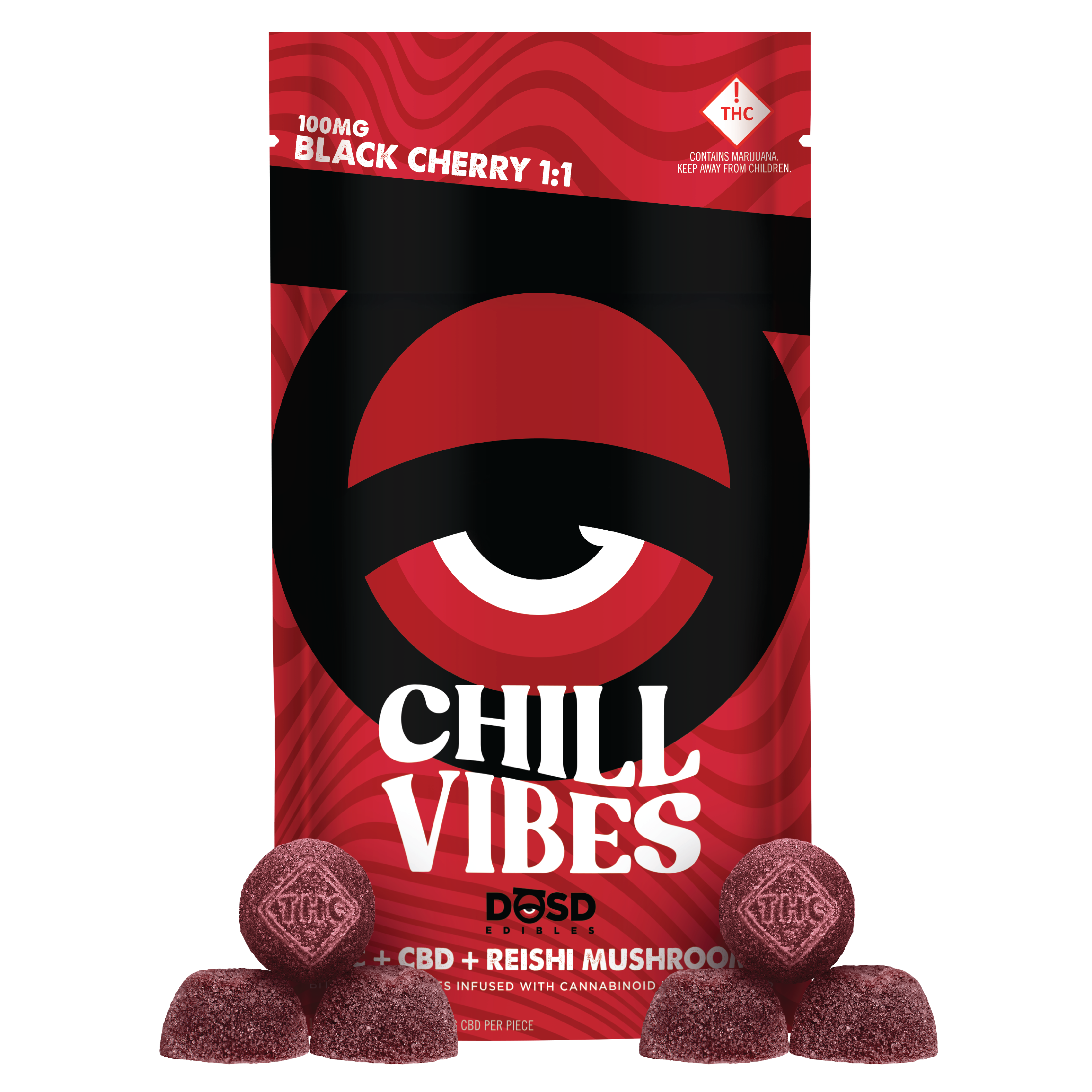 CHILL VIBES Black Cherry 1:1 CBD Nano Bites + Reishi | 2000mg
