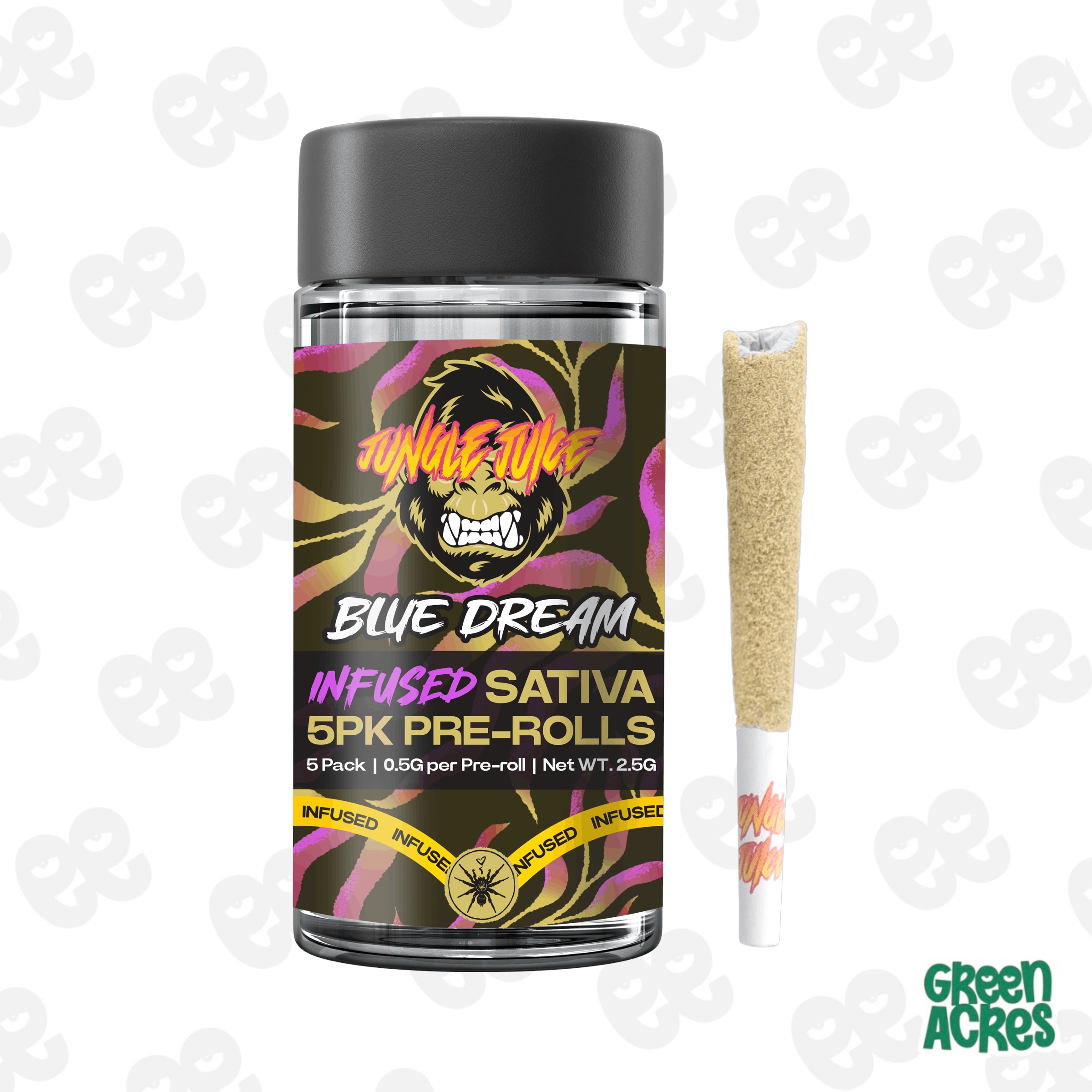 Jungle Juice: Blue Dream (S) Infused 5 Pack Prerolls (5x0.7g)