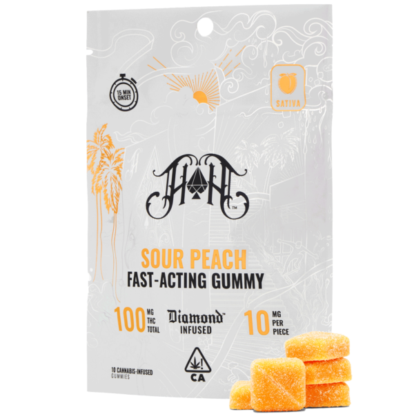 Heavy Hitters — Sour Peach Sativa - 100mg Fast Acting Diamond Infused Gummies 10pk - Heavy Hitters - .1g