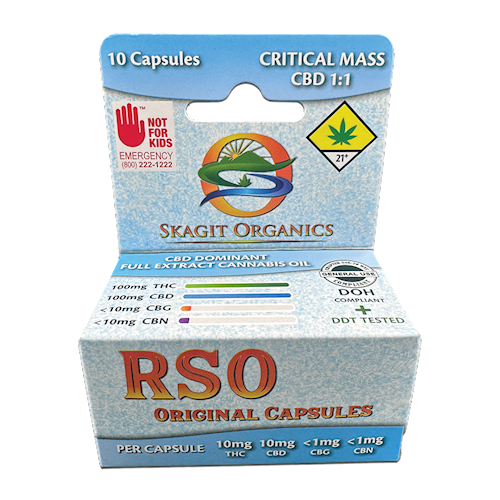 Critical Mass 1:1 CBD RSO Capsules | 200mg (DOH)