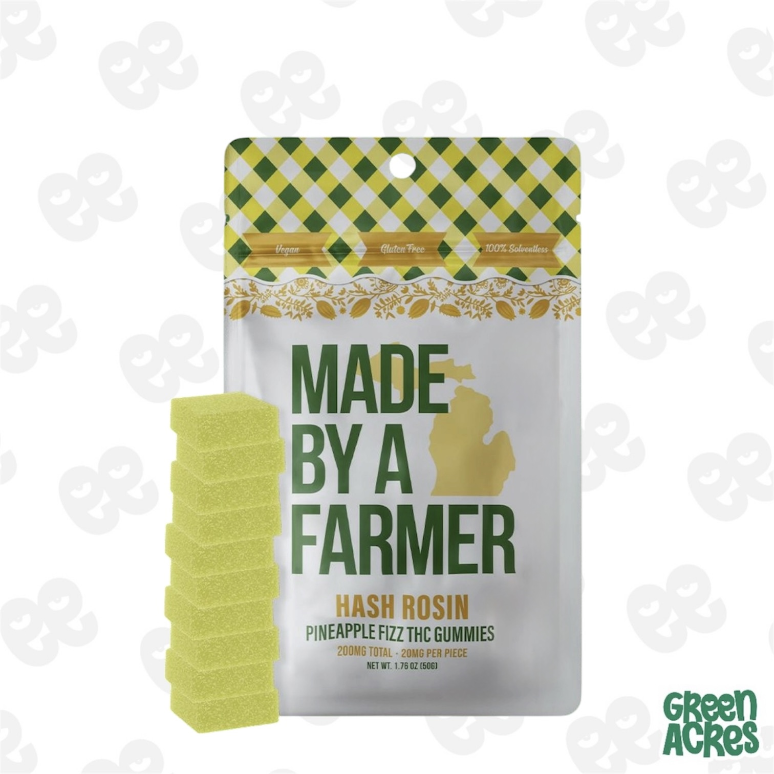 Made by a Farmer: Pineapple Fizz Hash Rosin 200mg Gummies