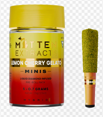 Mitten Extracts - Lemon Cherry Gelato - 5 x .7g Infused Prerolls