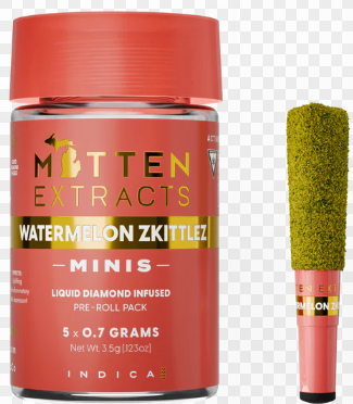 Mitten Extracts - Watermelon Zkittles - 5 x .7g Infused Prerolls