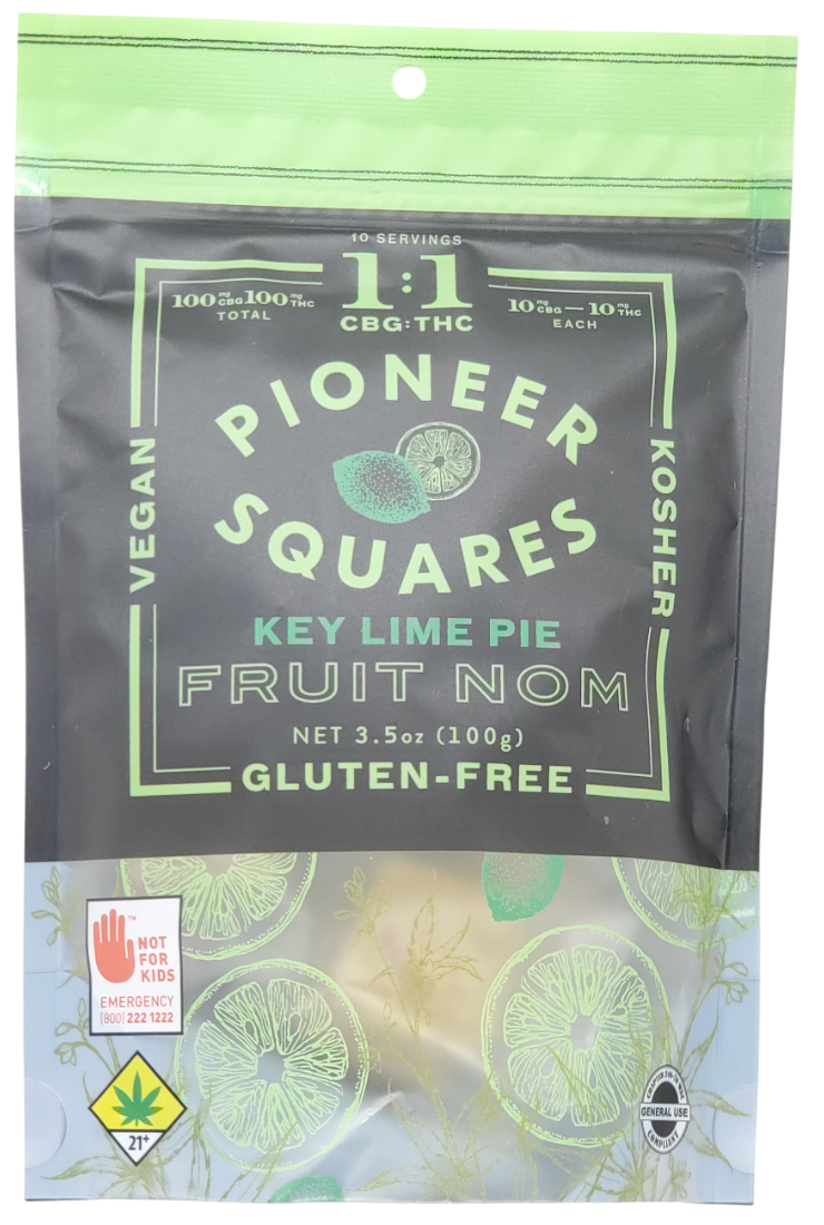 Pioneer Squares Key Lime Pie 1:1 Gummies 10pk 100mg THC / 100mg CBD