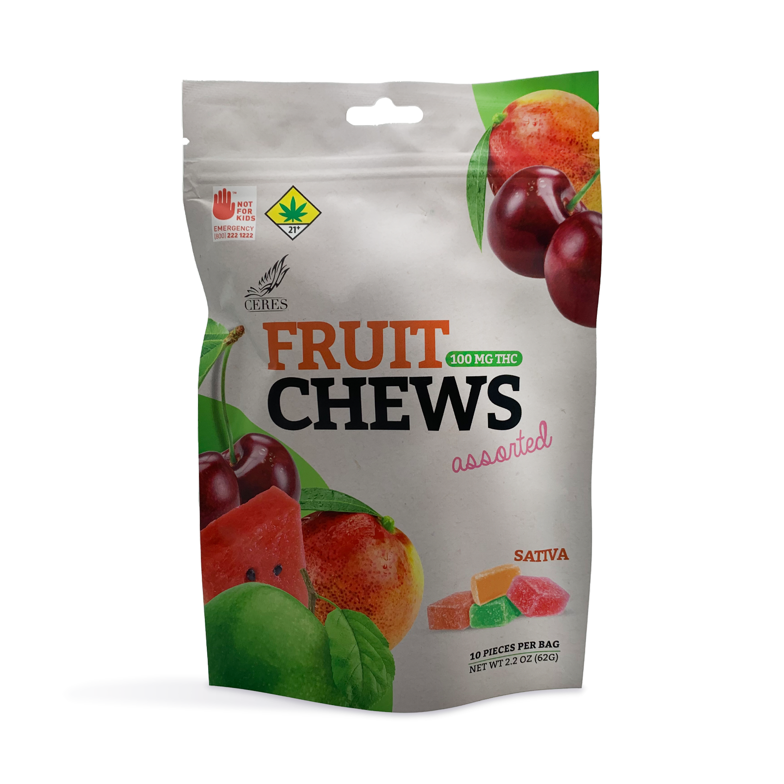 Assorted Sativa Fruit Chews 10-Pack | 100mg