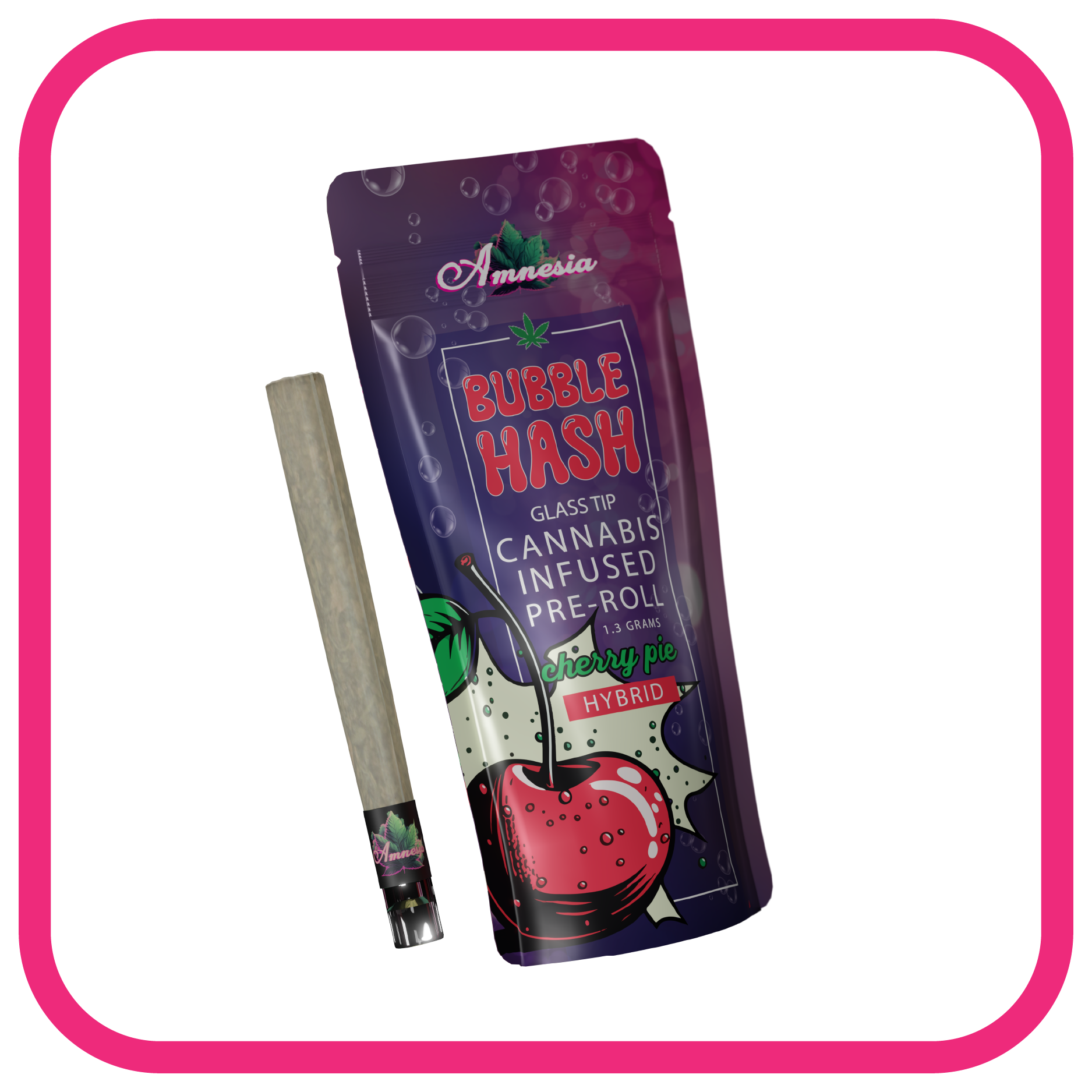 Infused Preroll Bubble Hash Glass Tip 1.3g - Cherry Pie