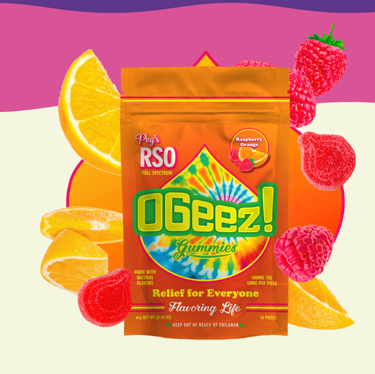OGeez | Gummies | Peg's  Raspberry Orange | RSO  | 10pack