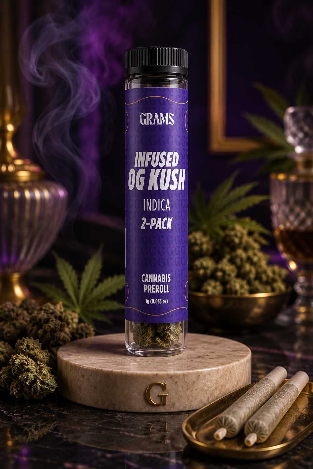 Bubble Hash Infused OG Kush | Indica | 2-Pack Preroll | 1g