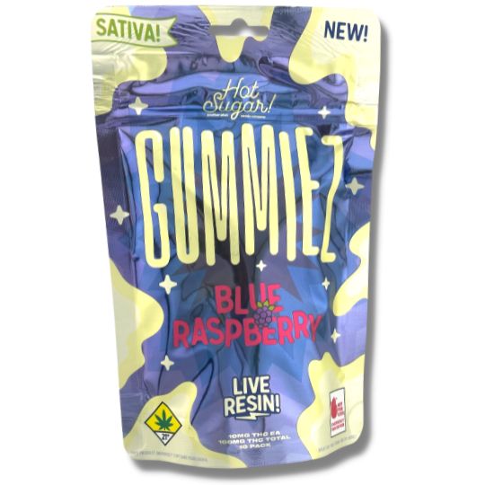 Sativa Blue Raspberry 10pk 100mg Live Resin Gummies (Phat Panda)