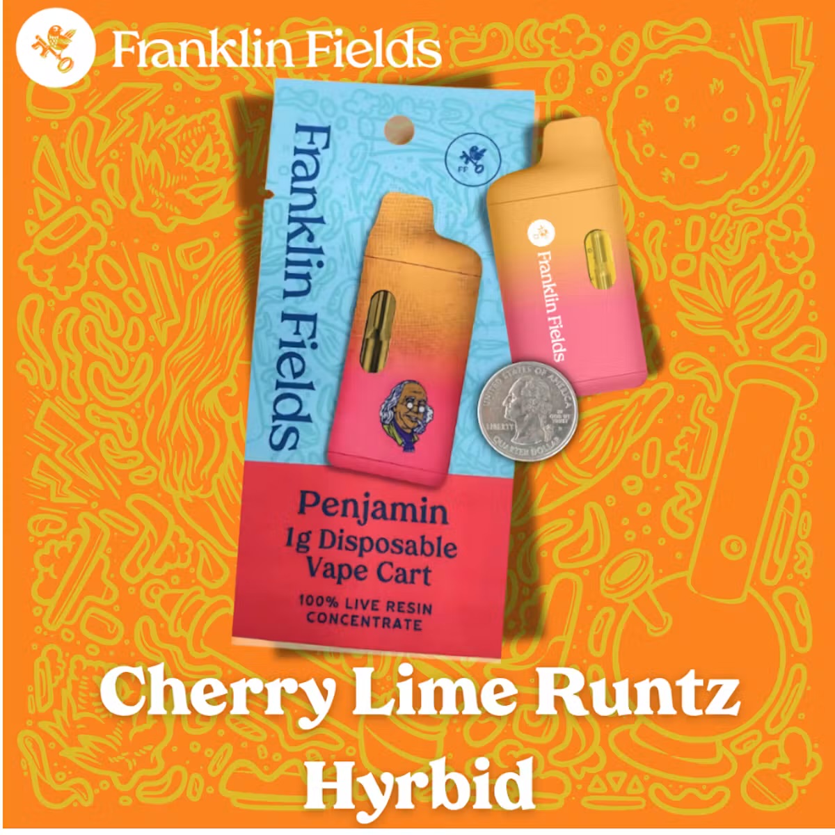 Franklin Fields Cherry Runtz Live Resin Penjamin 1.0g