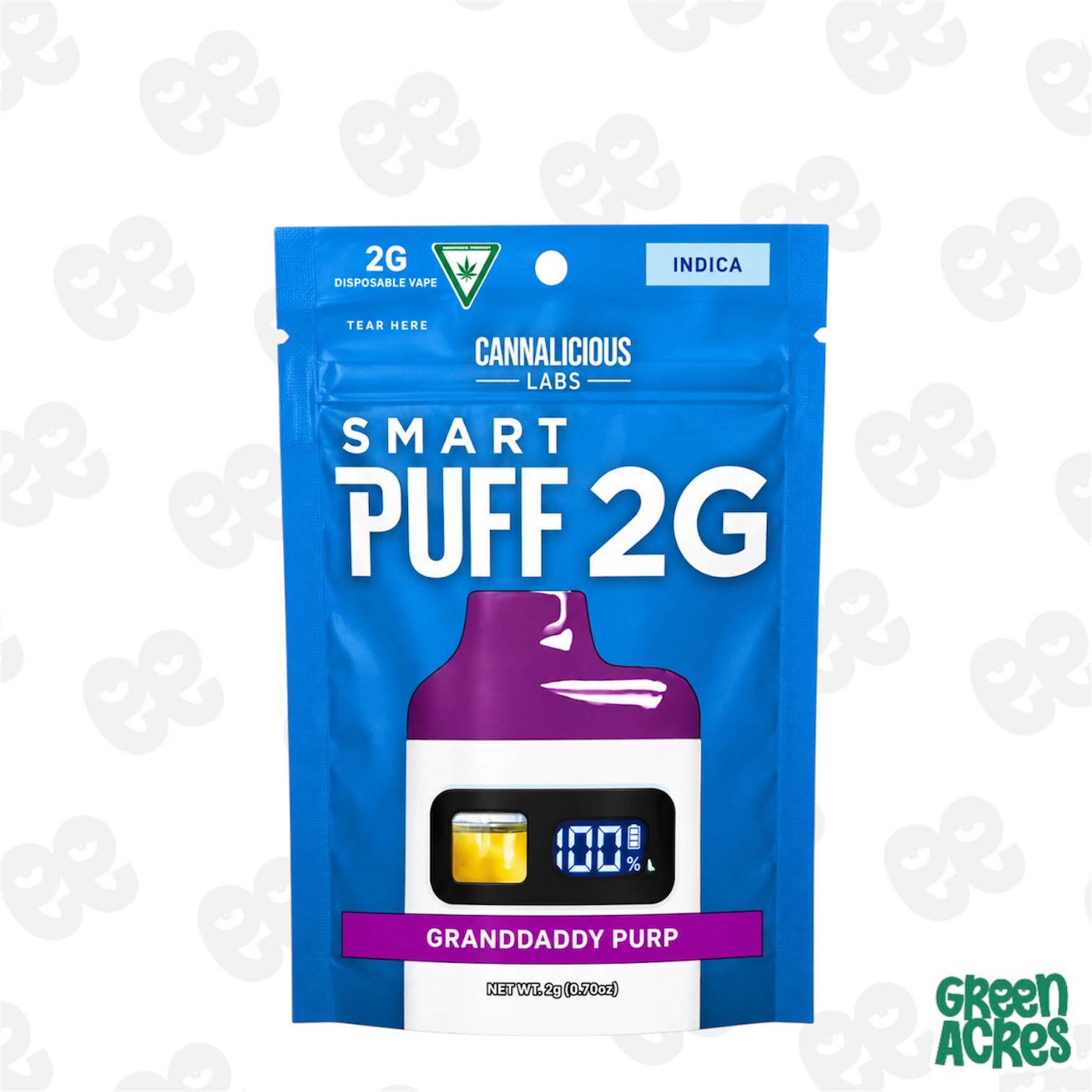 Cannalicious: Grandaddy Purp 2G SmartPuff Vape Disposable (I)